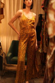 NEIS SILK PLAYSUIT YELLOW OLIVES - BANGKOK TAILOR CLOTHING STORE - HANDMADE CLOTHING