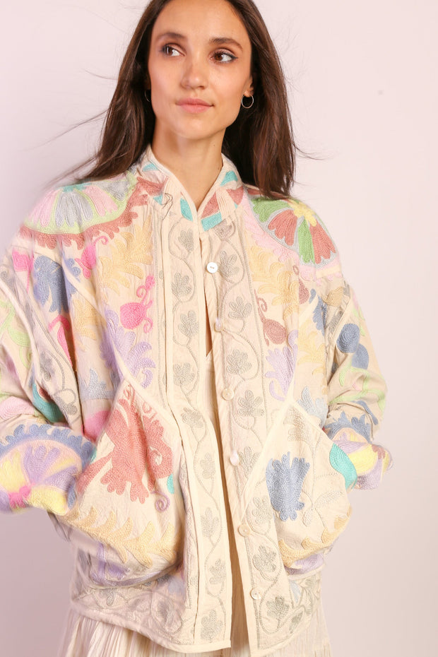 PASTEL COLOR KANTHA JACKET TILO - sustainably made MOMO NEW YORK sustainable clothing, slow fashion