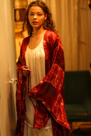 PINA SILK KIMONO ANANAS RED - BANGKOK TAILOR CLOTHING STORE - HANDMADE CLOTHING