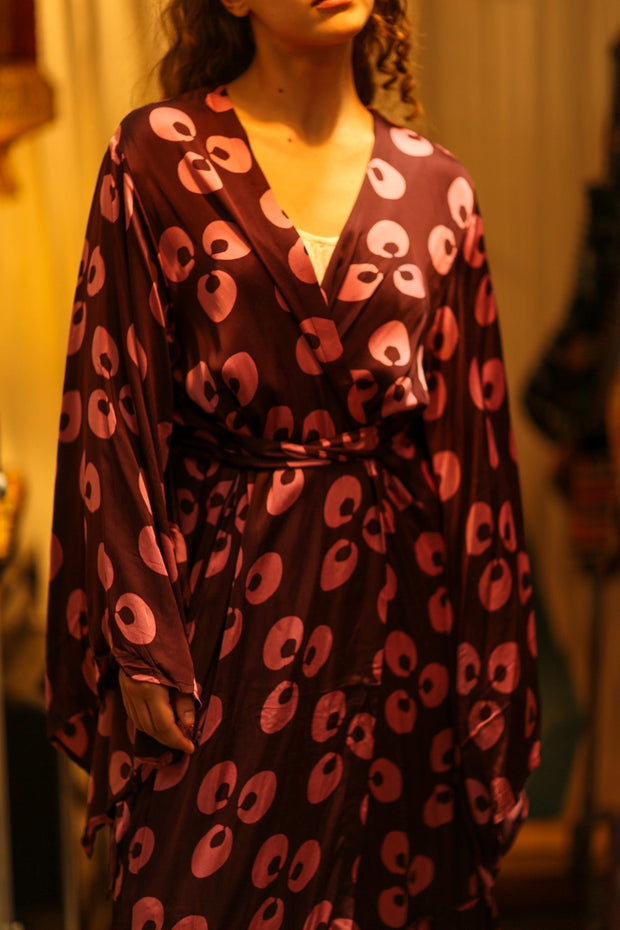 PINA SILK KIMONO PINK MONKEY - BANGKOK TAILOR CLOTHING STORE - HANDMADE CLOTHING