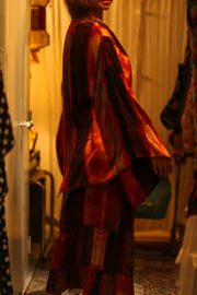 PINA SILK KIMONO POPPY RED - BANGKOK TAILOR CLOTHING STORE - HANDMADE CLOTHING