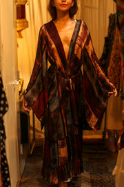 PINA SILK KIMONO RED AND BLUE STRIPE - BANGKOK TAILOR CLOTHING STORE - HANDMADE CLOTHING