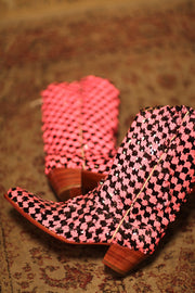 PINK BLACK CHECKERED WESTERN BOOT CRUSU - sustainably made MOMO NEW YORK sustainable clothing, boots slow fashion