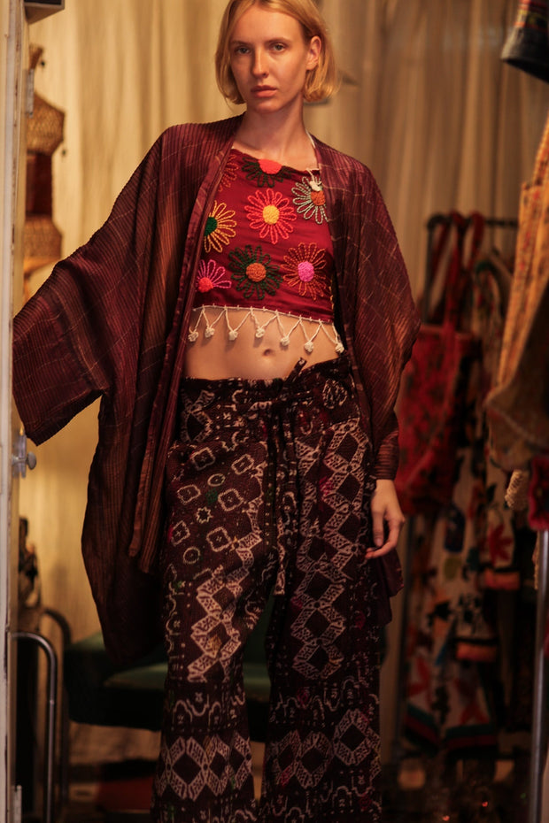 PLEATED THAI SILK KIMONO - sustainably made MOMO NEW YORK sustainable clothing, handmade slow fashion