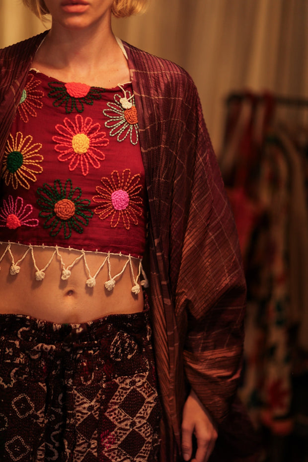 PLEATED THAI SILK KIMONO - sustainably made MOMO NEW YORK sustainable clothing, handmade slow fashion