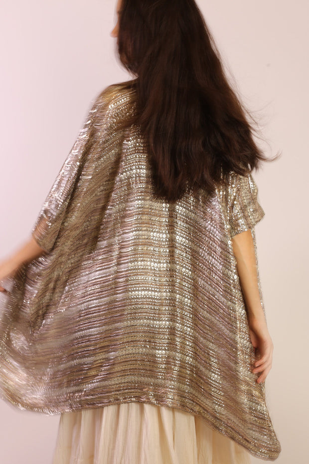 SEQUIN EMBROIDERED KIMONO MIDI - sustainably made MOMO NEW YORK sustainable clothing, new slow fashion