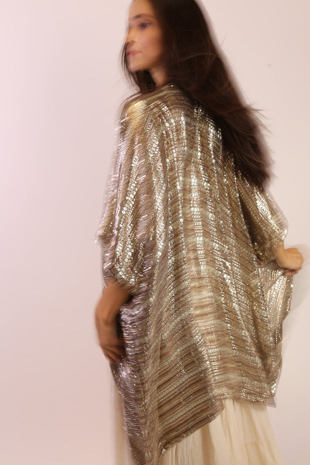 SEQUIN EMBROIDERED KIMONO MIDI - sustainably made MOMO NEW YORK sustainable clothing, new slow fashion