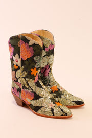 SEQUIN EMBROIDERED WESTERN BOOT LOERI - sustainably made MOMO NEW YORK sustainable clothing, slow fashion