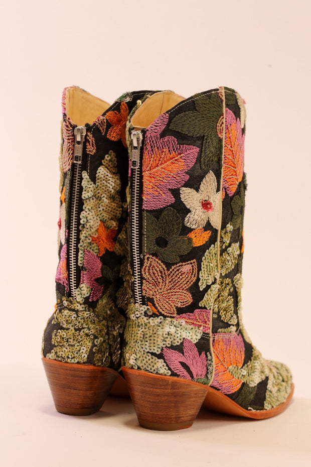 SEQUIN EMBROIDERED WESTERN BOOT LOERI - sustainably made MOMO NEW YORK sustainable clothing, slow fashion