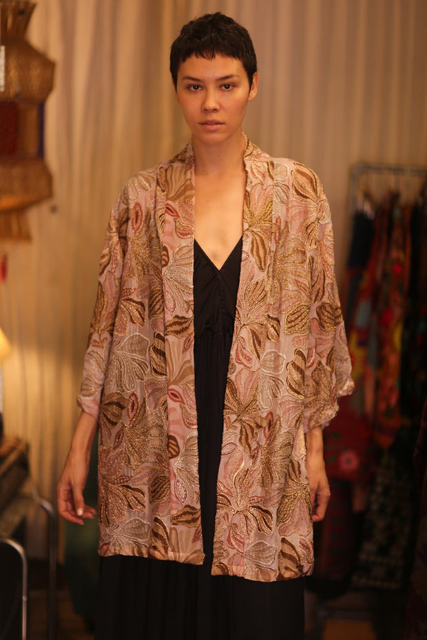 SHORT EMBROIDERED KIMONO LINDA - BANGKOK TAILOR CLOTHING STORE - HANDMADE CLOTHING