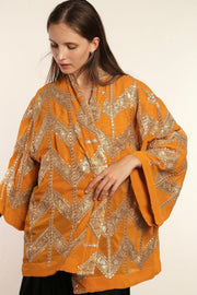 SHORT GOLDEN KIMONO GRETA - sustainably made MOMO NEW YORK sustainable clothing, kimono slow fashion