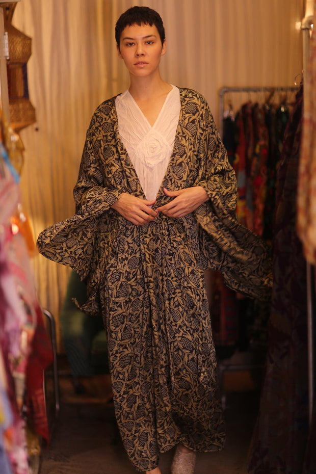 SIL WING KIMONO PINA CUSTARD APPLE YELLOW - sustainably made MOMO NEW YORK sustainable clothing, handmade slow fashion