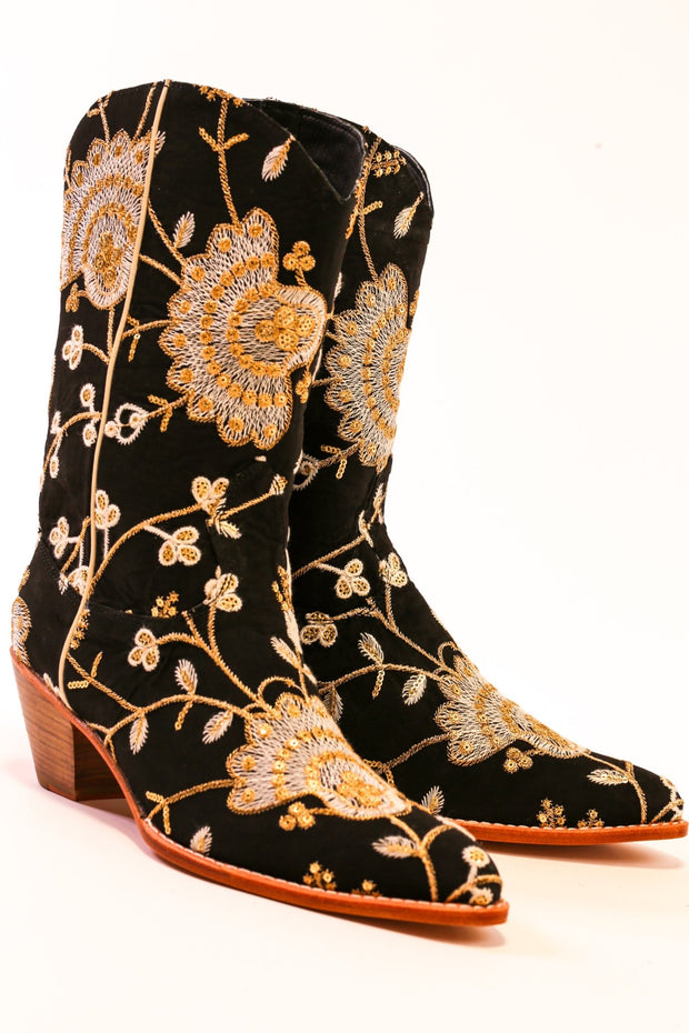 SILK EMBROIDERED BOOTS CIHANGIR - sustainably made MOMO NEW YORK sustainable clothing, slow fashion