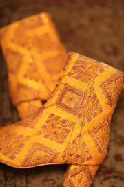 SILK EMBROIDERED BOOTS KINDRA - sustainably made MOMO NEW YORK sustainable clothing, boots slow fashion