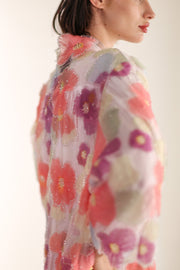 SILK FLOWER EMBELLISHED KIMONO ULISA - sustainably made MOMO NEW YORK sustainable clothing, Kimono slow fashion