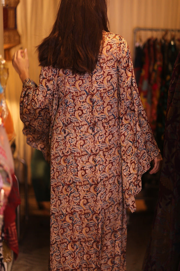 SILK WING KIMONO PINA IVAN - sustainably made MOMO NEW YORK sustainable clothing, kimono slow fashion