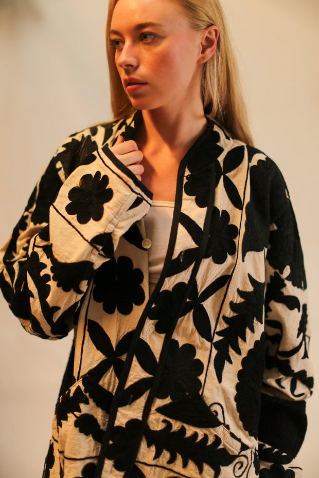 SUZANI EMBROIDERED JACKEY CALLAN - sustainably made MOMO NEW YORK sustainable clothing, Jacket slow fashion