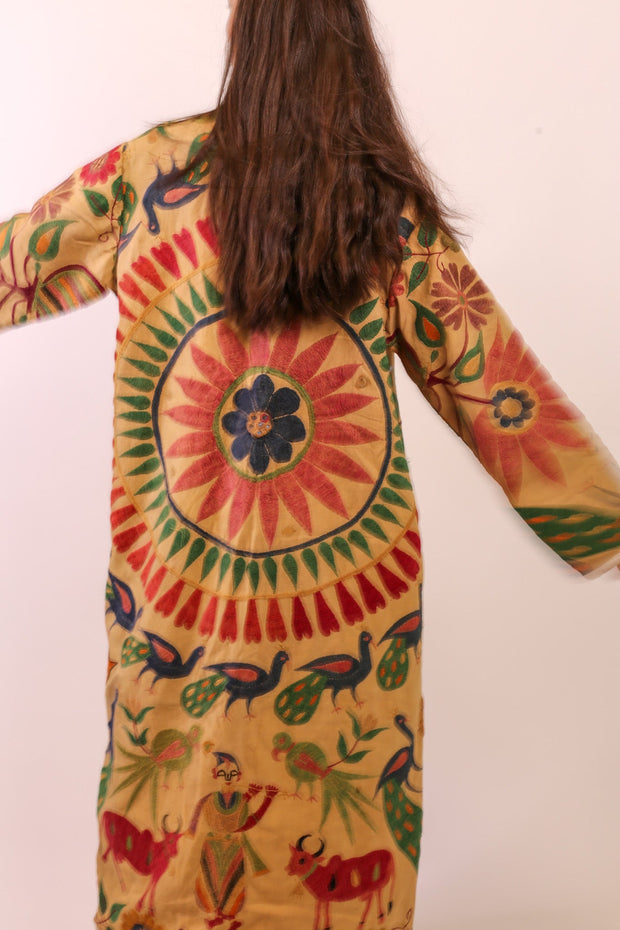 VINTAGE EMBROIDERED COAT DUSTER KARNA - sustainably made MOMO NEW YORK sustainable clothing, slow fashion