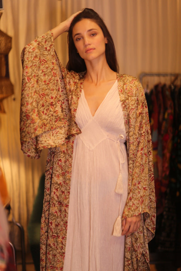 WING KIMONO PINA YELLOW CAMELLIA - sustainably made MOMO NEW YORK sustainable clothing, handmade slow fashion