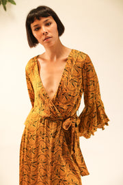 WRAP SILK DRESS KIMONO DAGMARA - sustainably made MOMO NEW YORK sustainable clothing, dress slow fashion