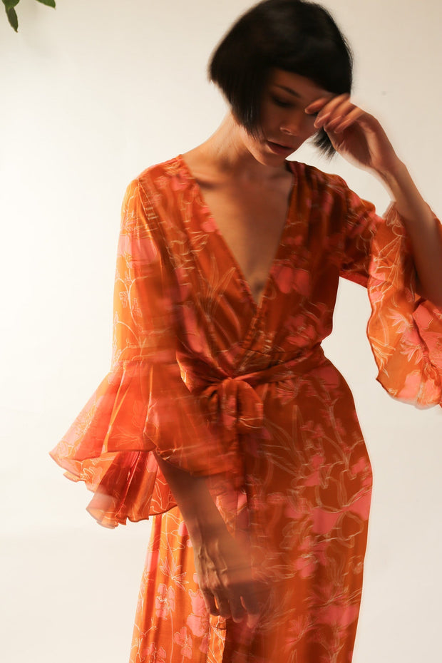 WRAP SILK DRESS KIMONO DAGMARA - sustainably made MOMO NEW YORK sustainable clothing, dress slow fashion