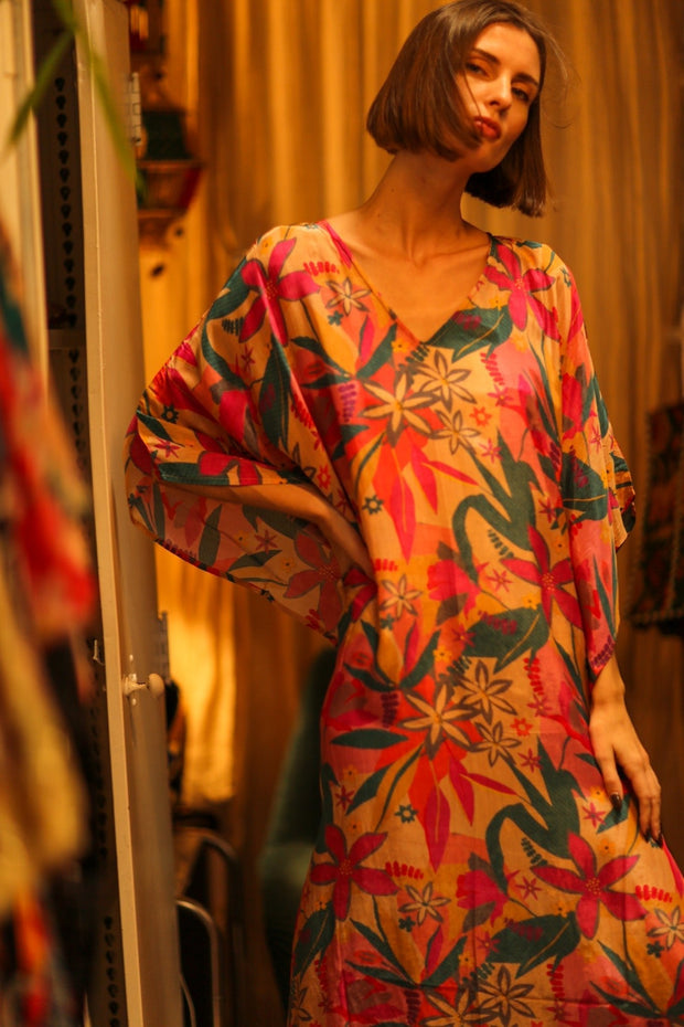 YAYA SILK KAFTAN COLORFUL FOREST - MOMO STUDIO BERLIN - Berlin Concept Store - sustainable & ethical fashion