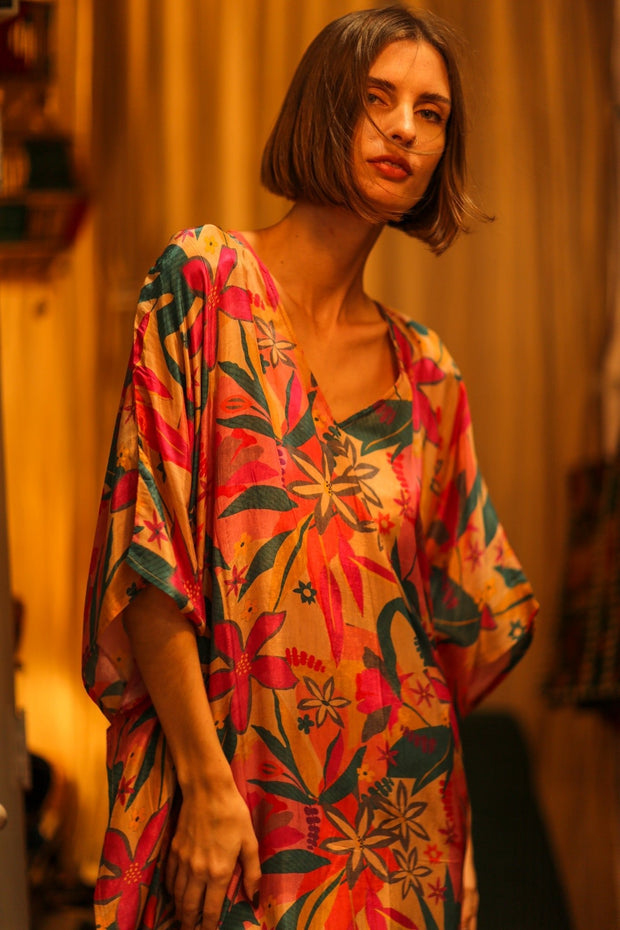 YAYA SILK KAFTAN COLORFUL FOREST - MOMO STUDIO BERLIN - Berlin Concept Store - sustainable & ethical fashion