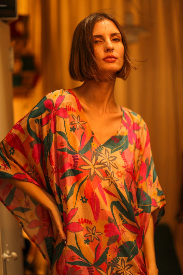 YAYA SILK KAFTAN COLORFUL FOREST - MOMO STUDIO BERLIN - Berlin Concept Store - sustainable & ethical fashion
