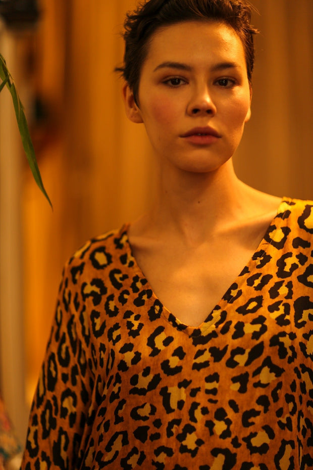 YAYA SILK KAFTAN LEOPARD YELLOW - MOMO STUDIO BERLIN - Berlin Concept Store - sustainable & ethical fashion