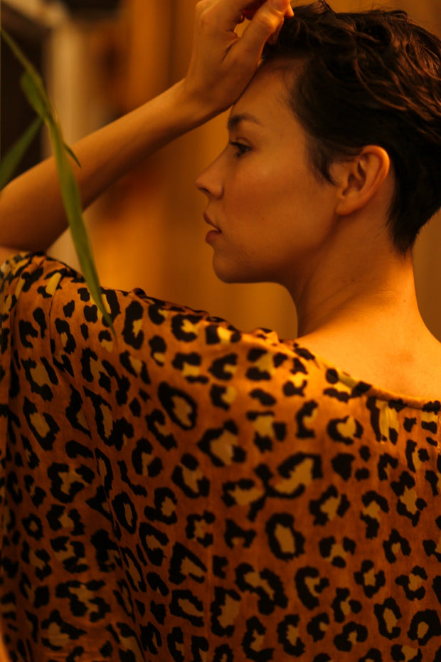 YAYA SILK KAFTAN LEOPARD YELLOW - MOMO STUDIO BERLIN - Berlin Concept Store - sustainable & ethical fashion