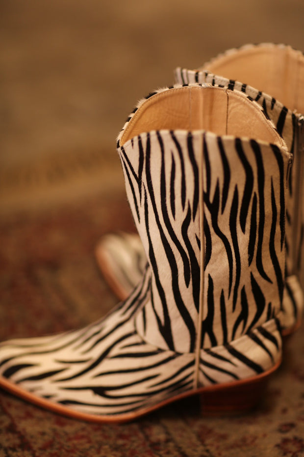 ZEBRA WESTERN BOOTS MILA - sustainably made MOMO NEW YORK sustainable clothing, boots slow fashion