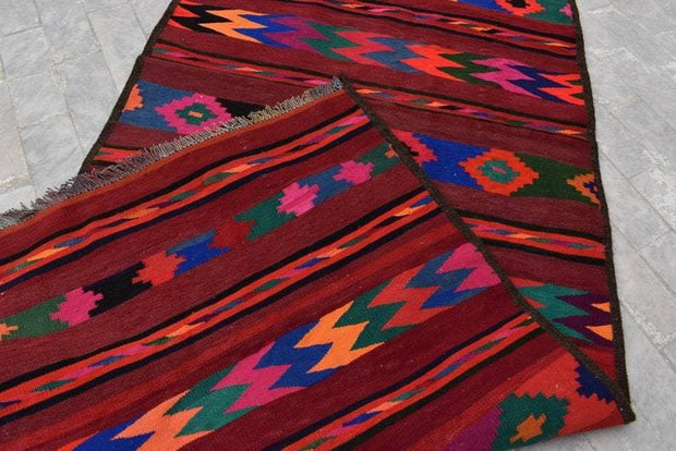 9.0 x 3.4 Ft, Gorgeous vintage handmade afghan Hallway long kilim runner rug, Tribal rug runner, Vintage rug, Turkmen rug, Afghan runner - sustainably made MOMO NEW YORK sustainable clothing, rug slow fashion