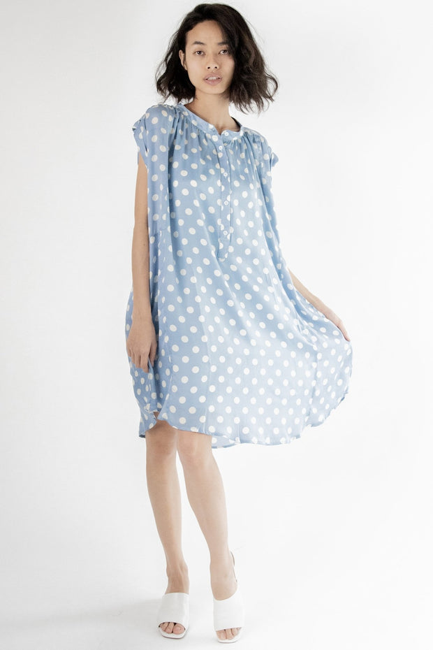 Amanda Modal Silk Polka Dot Dress - sustainably made MOMO NEW YORK sustainable clothing, cotton slow fashion