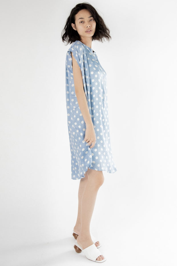 Amanda Modal Silk Polka Dot Dress - sustainably made MOMO NEW YORK sustainable clothing, cotton slow fashion