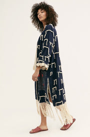 Amelia Crochet Fringe Kimono X FREE PEOPLE - sustainably made MOMO NEW YORK sustainable clothing, crochet slow fashion