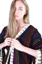 ANGEL WINGS EMBROIDERED CROCHET KIMONO BILA - sustainably made MOMO NEW YORK sustainable clothing, crochet slow fashion