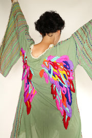 ANGEL WINGS EMBROIDERED KIMONO BILA - sustainably made MOMO NEW YORK sustainable clothing, kaftan slow fashion