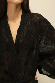 ARTEMIS BLACK CHIFFON SILK KIMONO - sustainably made MOMO NEW YORK sustainable clothing, kimono slow fashion