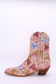 ASTERIA SEQUIN ANKLE BOOTS X FREE PEOPLE - sustainably made MOMO NEW YORK sustainable clothing, boots slow fashion