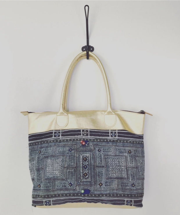 BAG MOD GOLD / TRIBAL FABRIC - sustainably made MOMO NEW YORK sustainable clothing, sale slow fashion