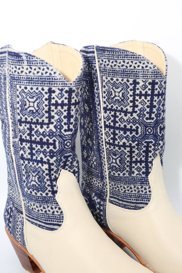 BATIK INDIGO WESTERN BOOTS MOLI - sustainably made MOMO NEW YORK sustainable clothing, boots slow fashion