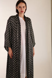 BLACK DOT SILK KIMONO LUNI - sustainably made MOMO NEW YORK sustainable clothing, Kimono slow fashion