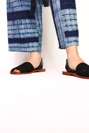 BLACK EMBROIDERED SANDALS DESSA - sustainably made MOMO NEW YORK sustainable clothing, mules slow fashion