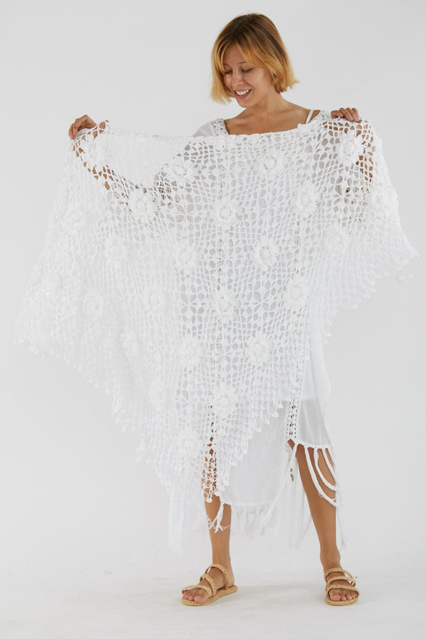 Bobo Chic Crochet Cardigan Coco / White - sustainably made MOMO NEW YORK sustainable clothing, crochet slow fashion