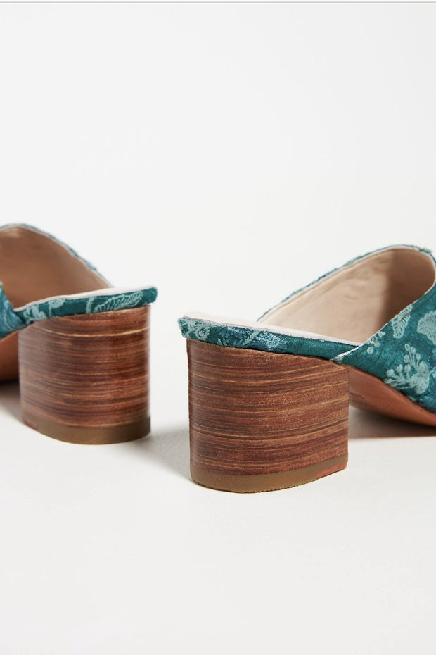 BOTANICAL HEELED MULES X ANTHROPOLOGIE - sustainably made MOMO NEW YORK sustainable clothing, mules slow fashion