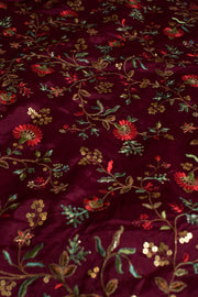 BURGUNDY EMBROIDERED SILK B32-49 - sustainably made MOMO NEW YORK sustainable clothing, slow fashion