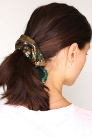 CAMOUFLAGE SEQUIN SCRUNCHIE HEADBAND - sustainably made MOMO NEW YORK sustainable clothing, sequence slow fashion