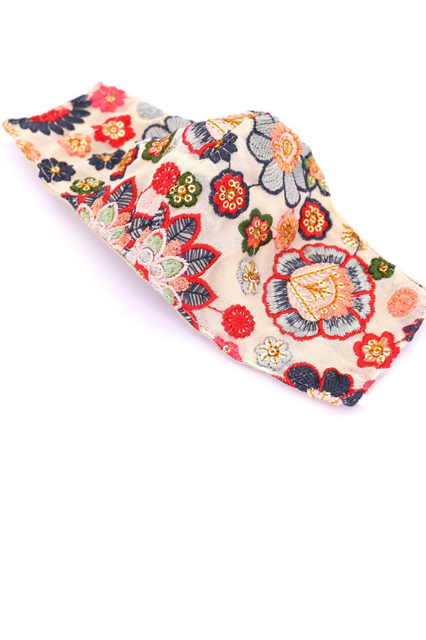 CHIFFON SILK COTTON EMBROIDERED FACE MASK JAX - sustainably made MOMO NEW YORK sustainable clothing, offerfm slow fashion