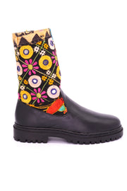 CHUNKY BOOTS EMBROIDERED PATCHWORK FREJA - sustainably made MOMO NEW YORK sustainable clothing, boots slow fashion