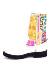 CHUNKY BOOTS EMBROIDERED PATCHWORK FREJA - sustainably made MOMO NEW YORK sustainable clothing, boots slow fashion